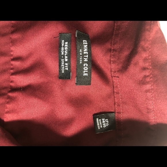 Kenneth Cole New York burgundy long sleeve men button down formal XL - Picture 7 of 9